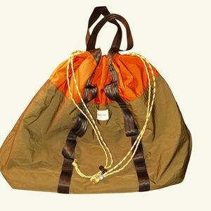 Bellerose 11426 Large Tote. Orange and Olive Green. New.